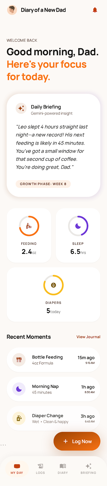 Mobile app screen showing a milestone tracker in action